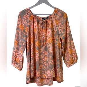 a.n.a blouse orange floral size L